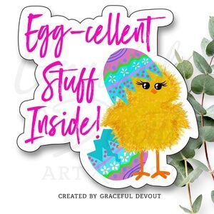 Egg-cellent Stuff Inside! - 2" (inches) Sticker 48ct.)  [GD51-48]